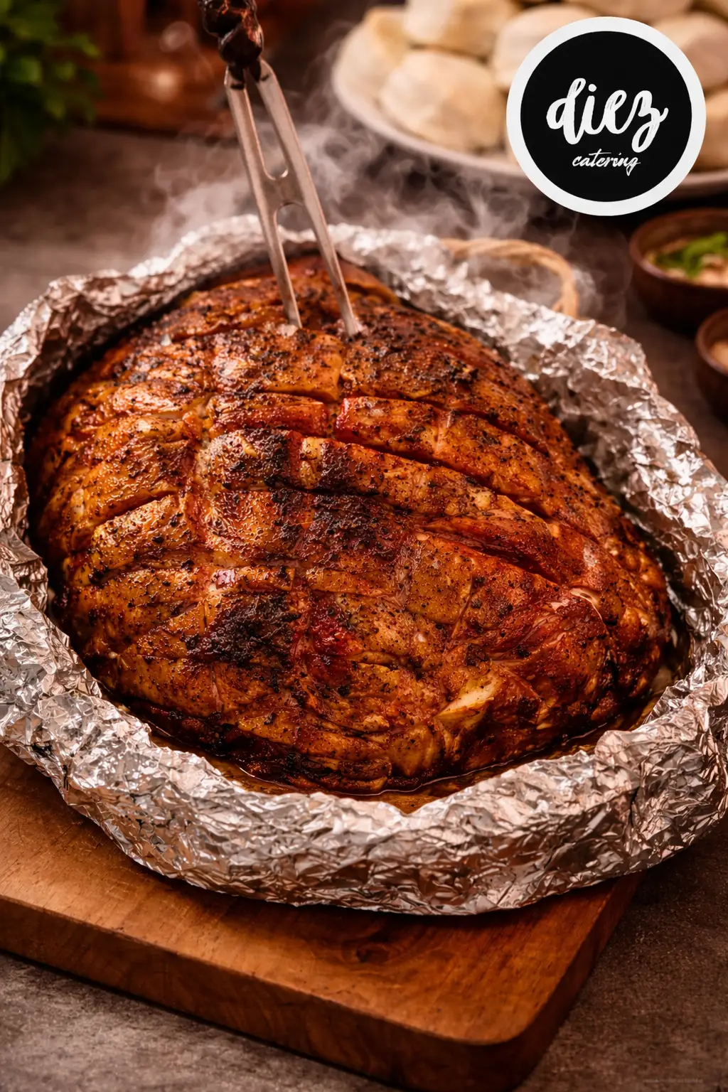 Mesa de pernil en evento